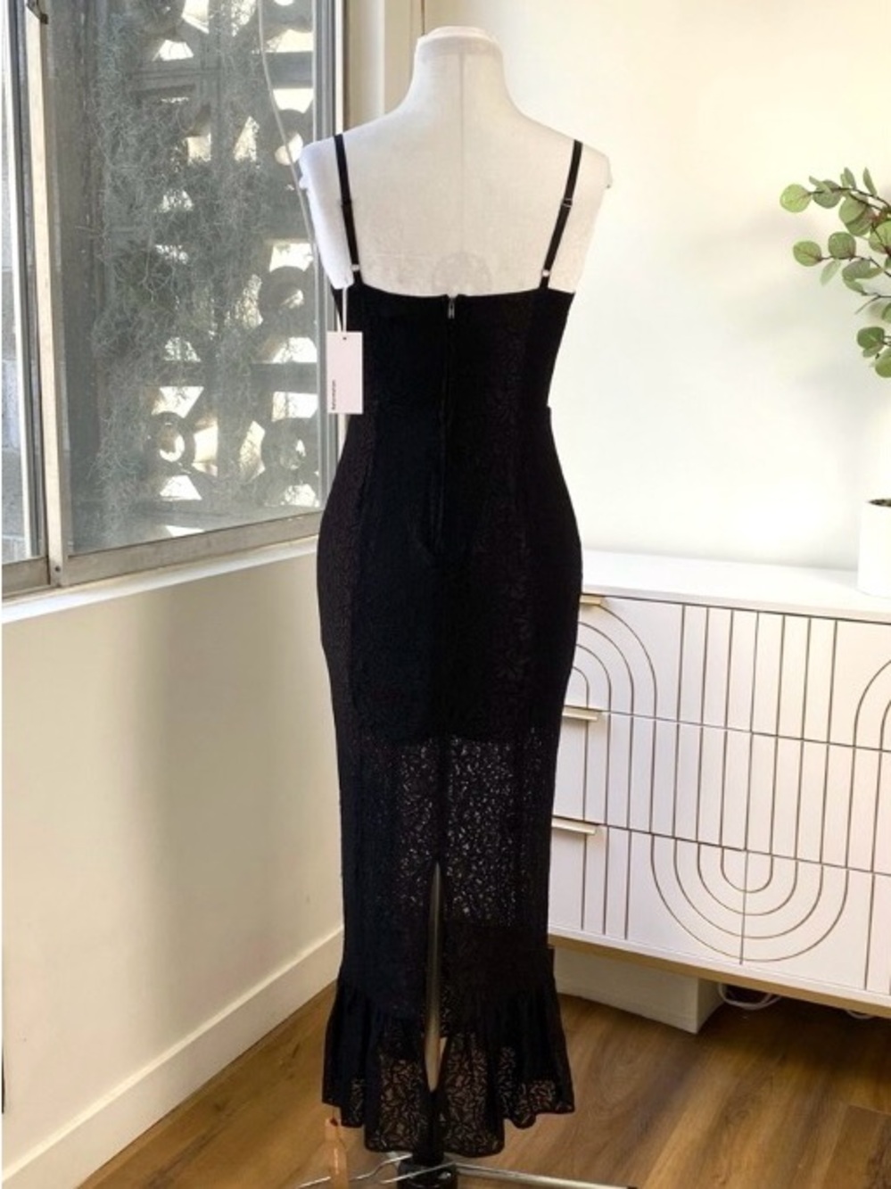 Reformation Cander Black Lace Corset Midi Dress Size 2 NWT - Picture 7 of 12
